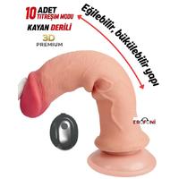 Erofoni S-426001-V Premium 3D Model 19 CM Kayan Derili 10 Mod Titreşimli Vantuzlu Süper Realistik Dildo Vibratör Penis
