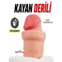 Erofoni S-426001-V Premium 3D Model 19 CM Kayan Derili 10 Mod Titreşimli Vantuzlu Süper Realistik Dildo Vibratör Penis