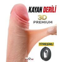 Erofoni S-426011-V Premium 3D Model 17.5 CM Kayan Derili 10 Mod Titreşimli Vantuzlu Süper Realistik Dildo Vibratör Penis