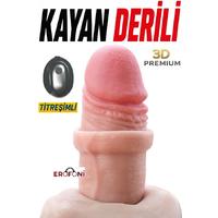 Erofoni S-426011-V Premium 3D Model 17.5 CM Kayan Derili 10 Mod Titreşimli Vantuzlu Süper Realistik Dildo Vibratör Penis
