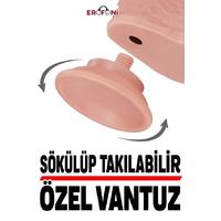 Erofoni S-426011-V Premium 3D Model 17.5 CM Kayan Derili 10 Mod Titreşimli Vantuzlu Süper Realistik Dildo Vibratör Penis