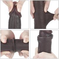 Erofoni S-426014-BV Premium 3D Model 23 CM Kayan Derili 10 Mod Titreşimli Vantuzlu Süper Realistik Siyah Zenci Dildo Vibratör Penis