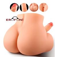 Erofoni S-9123 Büyük Boy 30 Cm Isıtmalı ve Titreşimli 4 KG Realistik 17 Cm Yapay Dildo Penisli ve Anüslü 2 İşlevli Erkek Kalçası