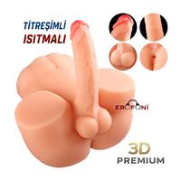 Erofoni S-9123 Büyük Boy 30 Cm Isıtmalı ve Titreşimli 4 KG Realistik 17 Cm Yapay Dildo Penisli ve Anüslü 2 İşlevli Erkek Kalçası