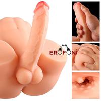 Erofoni S-9123 Büyük Boy 30 Cm Isıtmalı ve Titreşimli 4 KG Realistik 17 Cm Yapay Dildo Penisli ve Anüslü 2 İşlevli Erkek Kalçası