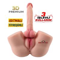 Erofoni S-9126 Büyük Mega Boy 35 Cm 6 KG Realistik 18 Cm Dildo Penis Titreşimli ve Isıtmalı 3 İşlevli Suni Vajina Anüs Kalça Mastürbatör