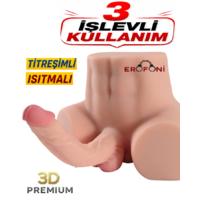 Erofoni S-9126 Büyük Mega Boy 35 Cm 6 KG Realistik 18 Cm Dildo Penis Titreşimli ve Isıtmalı 3 İşlevli Suni Vajina Anüs Kalça Mastürbatör