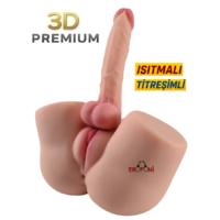Erofoni S-9126 Büyük Mega Boy 35 Cm 6 KG Realistik 18 Cm Dildo Penis Titreşimli ve Isıtmalı 3 İşlevli Suni Vajina Anüs Kalça Mastürbatör