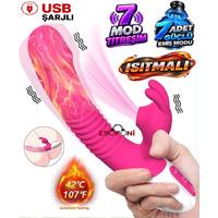 Erofoni S-FA2 Isıtmalı ve 7 Adet Emiş Modlu Medikal Silikon 7 Mod Titreşimli Usb Şarjlı 23 CM Teknolojik Vibratör