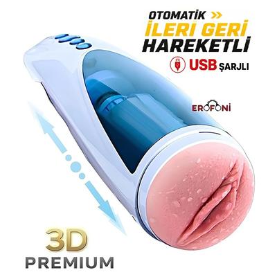 Erofoni S-FM10 Otomatik İleri Geri Hareketli ve Dönmeli 33 CM İnleme Sesli Kulaklıklı Titreşimli Yapay Suni Vajina Mastürbatör