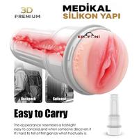 Erofoni S-FM310 Premium Model Süper Realistik 24 CM Fener Tipi Saklama Kaplı 3D Model Yapay Suni Vajina Mastürbatör