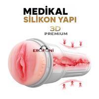 Erofoni S-FM310 Premium Model Süper Realistik 24 CM Fener Tipi Saklama Kaplı 3D Model Yapay Suni Vajina Mastürbatör