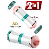 Erofoni S-FS1 Özel Seri Büyük Boy 18 CM Süper Realistik 2 İşlevli Yapay Suni Vajina ve Ağız Mastürbatör