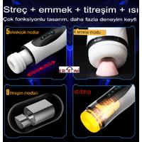 Erofoni S-M025-W Otomatik İleri Geri Hareketli Isıtmalı İnleme Sesli ve Güçlü Emiş 30 CM Usb Şarjlı Yapay Suni Vajina Mastürbatör