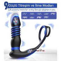 Erofoni S-M060 Otomatik İleri Geri Hareketli 15 CM Uzaktan Kumandalı Usb Şarjlı 9 Hız İtme ve Titreşimli Anal Vibratör