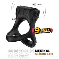 Erofoni S-UC20 Usb Şarjlı Su Geçirmez 9 Mod Titreşimli Medikal Silikon Ring Penis Yüzüğü Halkası