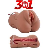 Erofoni T-251060 Ultra Süper Realistik 3 İşlevli 19 Cm Yapay Suni Vajina Anüs Ağız Mastürbatör