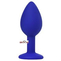 Erofoni T-357012 Medikal Silikon 7 Cm Kristal Taşlı Anal Açıcı Gevşetici Alıştırıcı Tıkaç Blue Plug