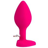 Erofoni T-357023 Medikal Silikon 7 Cm Kalp Tasarım Kristal Taşlı Anal Açıcı Gevşetici Alıştırıcı Tıkaç Pink Plug