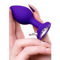 Erofoni T-357024 Medikal Silikon 7 Cm Kalp Tasarım Kristal Taşlı Anal Açıcı Gevşetici Alıştırıcı Tıkaç Purple Plug