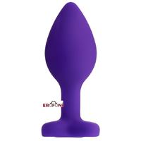 Erofoni T-357024 Medikal Silikon 7 Cm Kalp Tasarım Kristal Taşlı Anal Açıcı Gevşetici Alıştırıcı Tıkaç Purple Plug