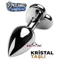 Erofoni T-717013-9 Paslanmaz Alüminyum 7 CM Kalp Tasarımlı Kırmızı Taşlı Metal Anal Açıcı Gevşetici Alıştırıcı Tıkaç Plug