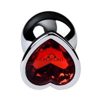 Erofoni T-717013-9 Paslanmaz Alüminyum 7 CM Kalp Tasarımlı Kırmızı Taşlı Metal Anal Açıcı Gevşetici Alıştırıcı Tıkaç Plug