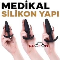 Erofoni T-731432 Medikal Silikon Süper Realistik 3 Adet Siyah Anal Açıcı Gevşetici Alıştırıcı Plug Seti