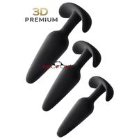 Erofoni T-731432 Medikal Silikon Süper Realistik 3 Adet Siyah Anal Açıcı Gevşetici Alıştırıcı Plug Seti