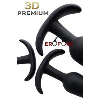 Erofoni T-731432 Medikal Silikon Süper Realistik 3 Adet Siyah Anal Açıcı Gevşetici Alıştırıcı Plug Seti