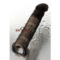Erofoni T-748034 Jel Dokulu Ucu 7 Cm Dolgulu 22 Cm Testislere Geçirmeli Süper Realistik Siyah Uzatmalı Penis Kılıfı