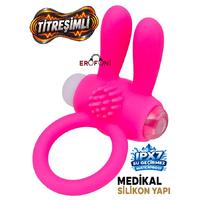 Erofoni T-769002 Medikal Silikon Yapı Titreşimli Klitoris Uyarıcılı Pembe Ring Penis Yüzüğü Halkası