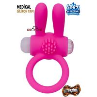 Erofoni T-769002 Medikal Silikon Yapı Titreşimli Klitoris Uyarıcılı Pembe Ring Penis Yüzüğü Halkası