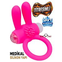 Erofoni T-769002 Medikal Silikon Yapı Titreşimli Klitoris Uyarıcılı Pembe Ring Penis Yüzüğü Halkası