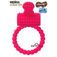 Erofoni T-769005 Medikal Silikon Yapı Titreşimli Klitoris Uyarıcılı Pink Ring Penis Yüzüğü Halkası