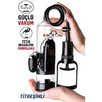 Erofoni T-769010 Titreşimli ve 3 Adet Penis Halkalı 23 Cm Dayanıklı Mekanizma Kaliteli Vakumlu Penis Pompası