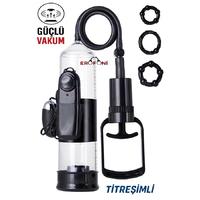Erofoni T-769010 Titreşimli ve 3 Adet Penis Halkalı 23 Cm Dayanıklı Mekanizma Kaliteli Vakumlu Penis Pompası