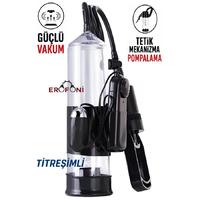 Erofoni T-769010 Titreşimli ve 3 Adet Penis Halkalı 23 Cm Dayanıklı Mekanizma Kaliteli Vakumlu Penis Pompası