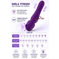 Erofoni T-783035 Premium Model Usb Şarjlı 9 Mod Emiş ve 10 Mod Titreşimli 2 in 1 Medikal Silikon 24 CM Yüksek Teknolojik Vibratör