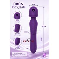 Erofoni T-783035 Premium Model Usb Şarjlı 9 Mod Emiş ve 10 Mod Titreşimli 2 in 1 Medikal Silikon 24 CM Yüksek Teknolojik Vibratör