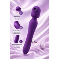 Erofoni T-783035 Premium Model Usb Şarjlı 9 Mod Emiş ve 10 Mod Titreşimli 2 in 1 Medikal Silikon 24 CM Yüksek Teknolojik Vibratör