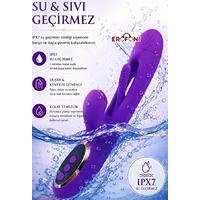 Erofoni T-783058 Otomatik Dil Hareketli 24 CM Klitoris Emiş Vakumlu Usb Şarjlı Çift Motorlu Teknolojik Purple Vibratör