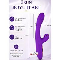 Erofoni T-783058 Otomatik Dil Hareketli 24 CM Klitoris Emiş Vakumlu Usb Şarjlı Çift Motorlu Teknolojik Purple Vibratör