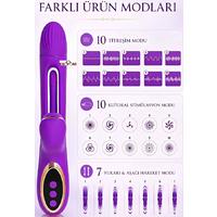 Erofoni T-783058 Otomatik Dil Hareketli 24 CM Klitoris Emiş Vakumlu Usb Şarjlı Çift Motorlu Teknolojik Purple Vibratör