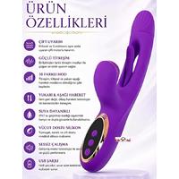 Erofoni T-783058 Otomatik Dil Hareketli 24 CM Klitoris Emiş Vakumlu Usb Şarjlı Çift Motorlu Teknolojik Purple Vibratör