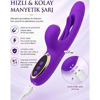 Erofoni T-783058 Otomatik Dil Hareketli 24 CM Klitoris Emiş Vakumlu Usb Şarjlı Çift Motorlu Teknolojik Purple Vibratör