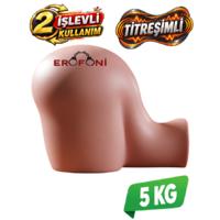 Erofoni T-893042T Premium Titreşimli 5 KG Büyük Boy Ultra Süper Realistik 2 İşlevli Yapay Suni Vajina Anüs Kalça Mastürbatör