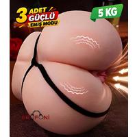 Erofoni T-893052 Büyük Boy 5.3 KG Realistik 33 CM Vakumlu Emiş ve Titreşimli 2 İşlevli Yapay Suni Vajinal Anal Kalça Mastürbatör