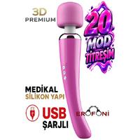 Erofoni N-MW00601102 Usb Şarjlı 31 CM Medikal Silikon 20 Mod Titreşimli ve 8 Hız Ayarlı Teknolojik Erotik Masaj Vibratörü