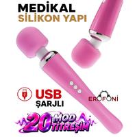 Erofoni N-MW00601102 Usb Şarjlı 31 CM Medikal Silikon 20 Mod Titreşimli ve 8 Hız Ayarlı Teknolojik Erotik Masaj Vibratörü